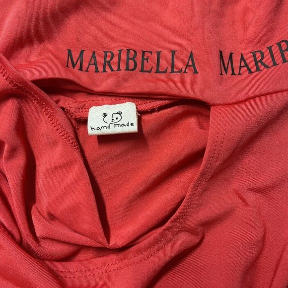 Women Cut-Out Crop Top Size M Magenta Asymmetric Shoulder Logo Maribella Stretch - Picture 8 of 9